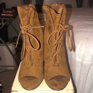 Cognac suede booties